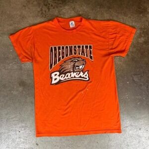 Vintage 90s Oregon State Beavers orange Russell Athletic t-shirt Mens small